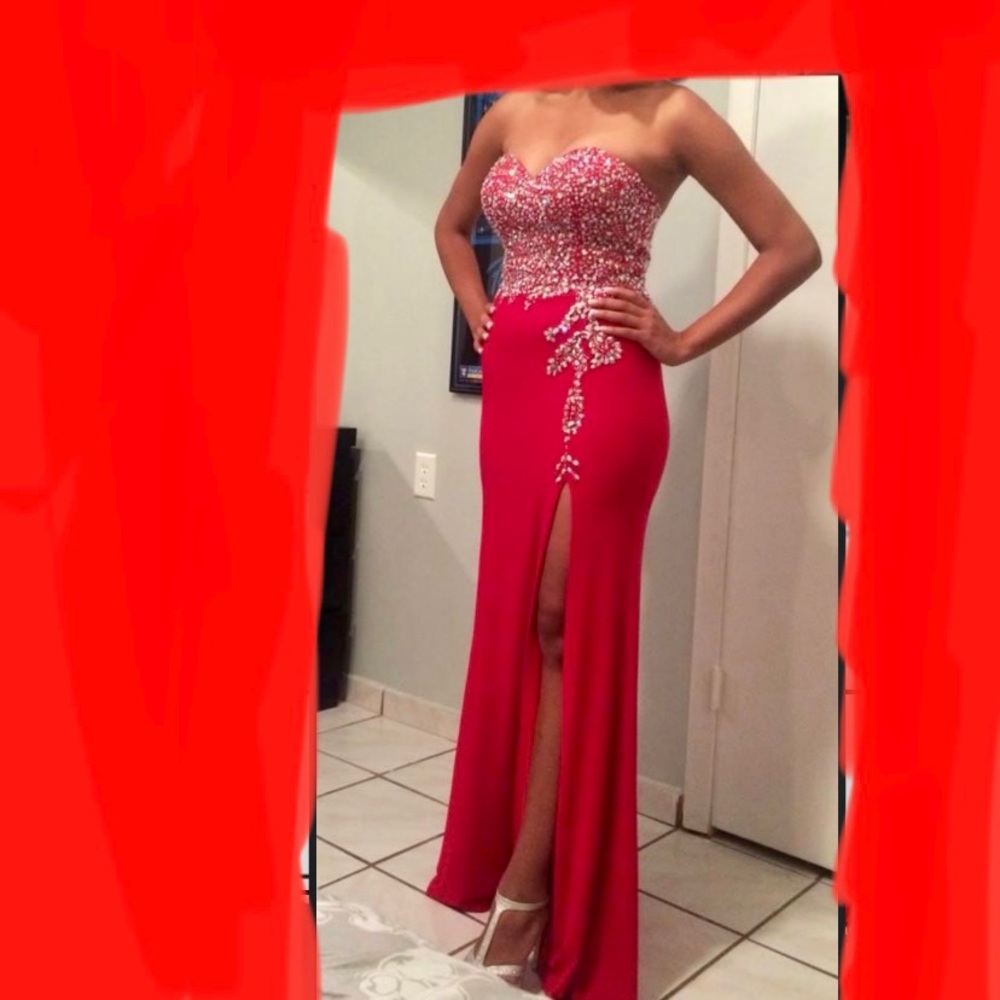 Coya Red Rhinestone Prom Dress
